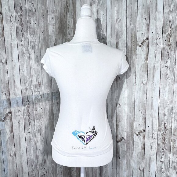 Roxy Short Sleeve Graphic Tee | White | Crew Neck | Small | Leaves Bird | Y2K - Picture 4 of 10